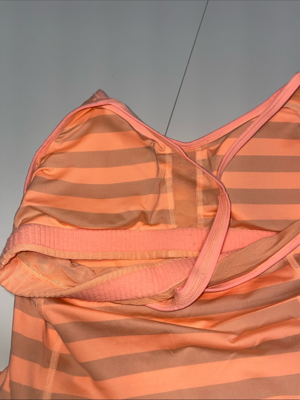 Nike Dry Fit Peach and Brown Striped Performance Tank - Picture 6 of 7